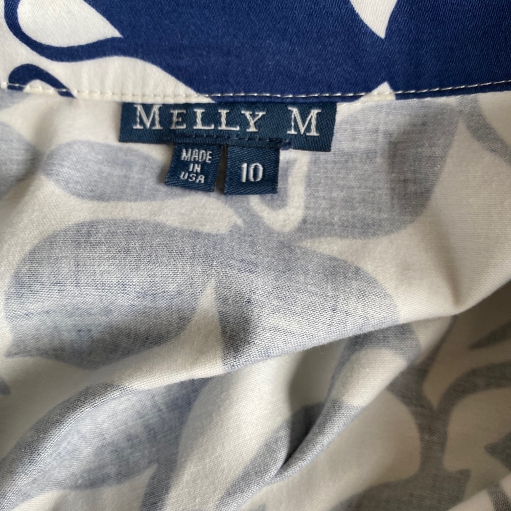 Melly M Navy Leaf Print Back Bay Sheath Dress - Picture 8 of 8